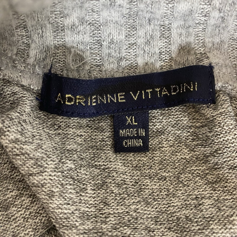 Adrienne Vittadini Sweater XL Mock Neck Light Gray 3/4 Sleeve Asymeterical Zip - Picture 9 of 14